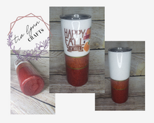 Load image into Gallery viewer, Happy Fall Ya'll Orange and Red Striped Tumbler