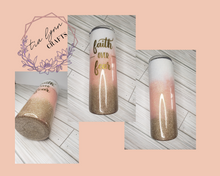 Load image into Gallery viewer, Faith Over Fear Gold Pink White Ombre Tumbler