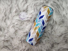 Load image into Gallery viewer, Blue and Gold Tangram Tumbler