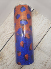 Load image into Gallery viewer, Blue and Orange Leopard Print Tumbler
