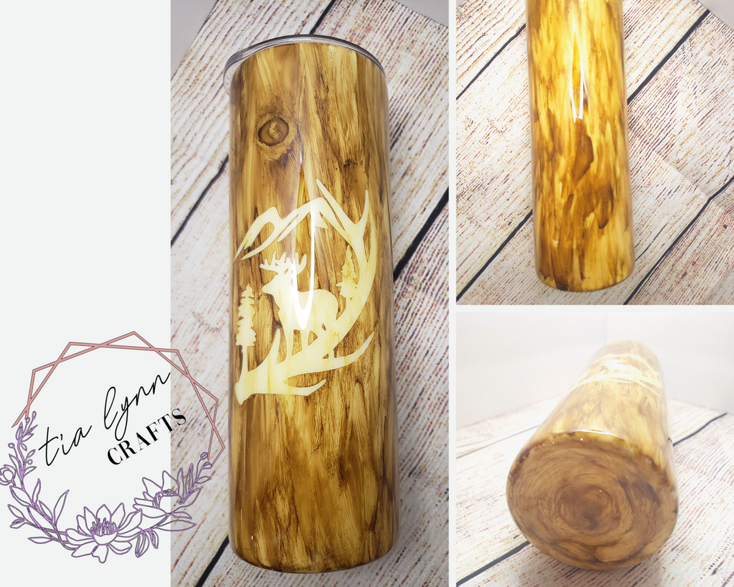 Deer Antler Wood Grain Tumbler