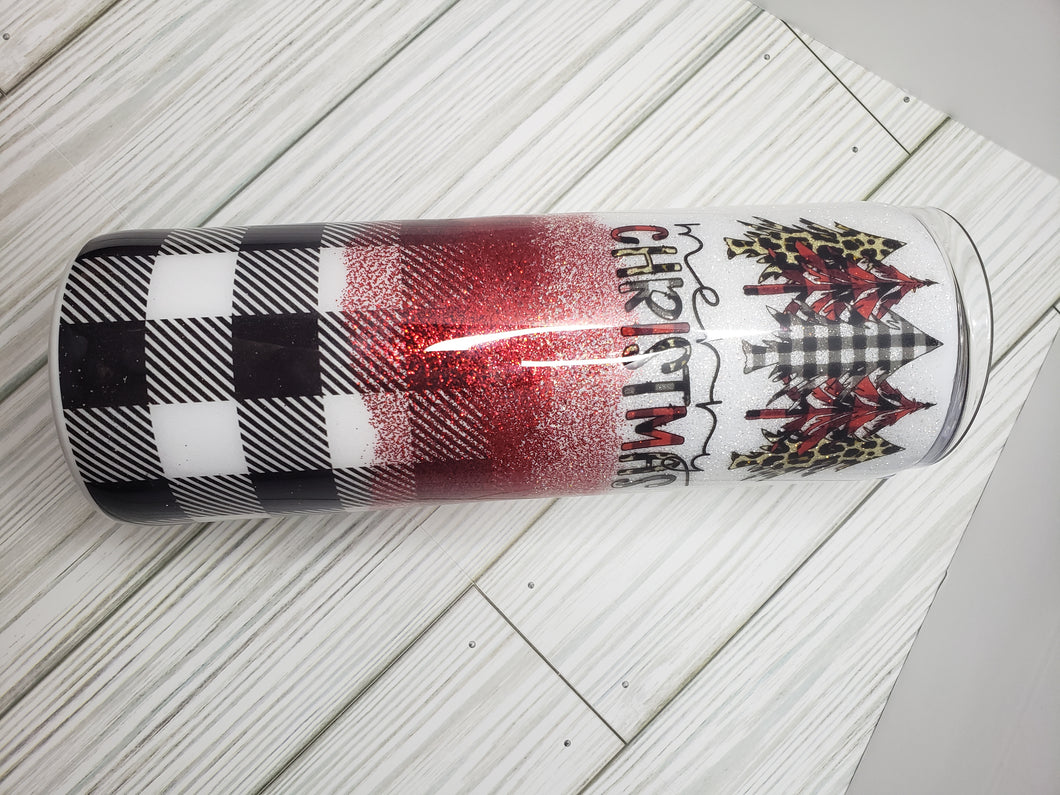 Merry Christmas Plaid Tumbler