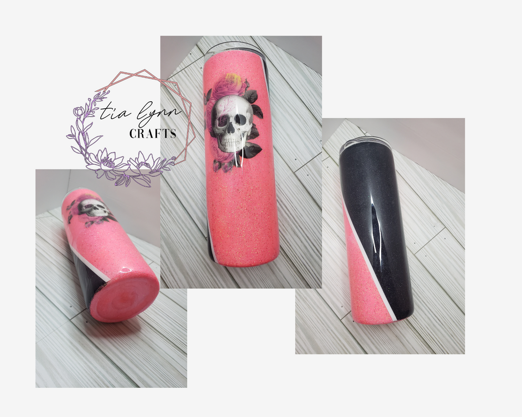 Pink and Black Skull Tumbler