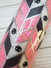 Load image into Gallery viewer, CUSTOM Kellee Pink Skull Tangram Tumbler and Pens
