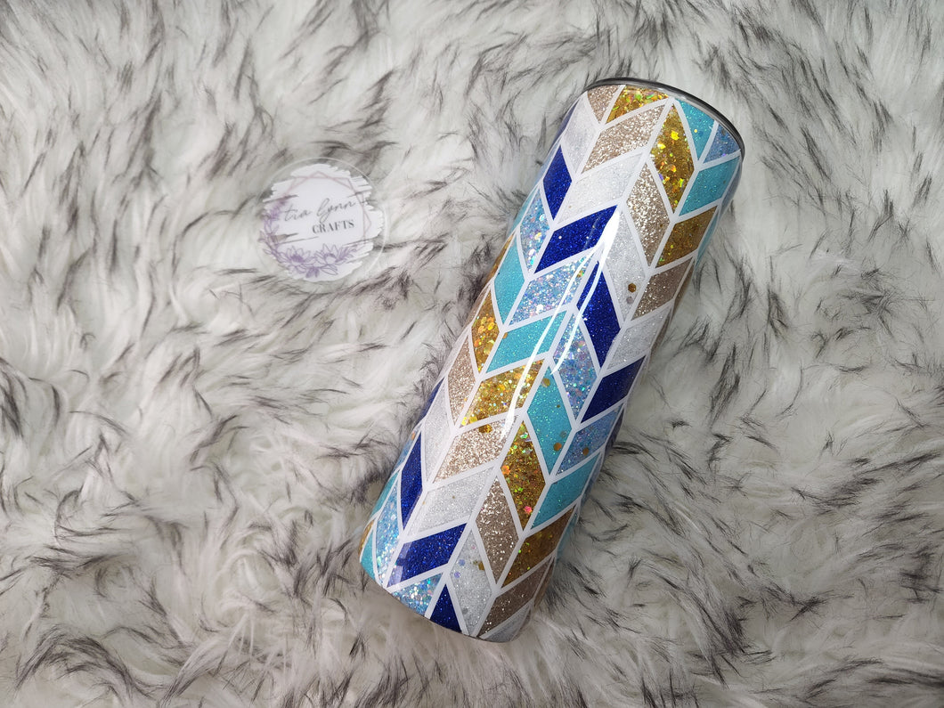 Blue and Gold Tangram Tumbler